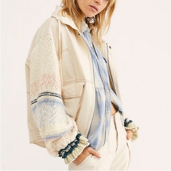 Free People Loose Thoughts Crotchet Sleeve Jacket! Size M - Picture 2 of 5